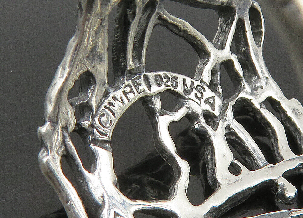 DESIGNER 925 Silver  Vintage Shiny Large Sculpted Band Ring Sz 12  RG23252