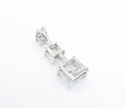 925 Sterling Silver  Shiny Cubic Zirconia Graduating Vertical Pendant  PT5055