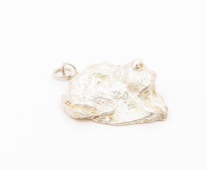 925 Sterling Silver  Vintage Shiny Dog's Face Animal Motif Pendant  PT19713