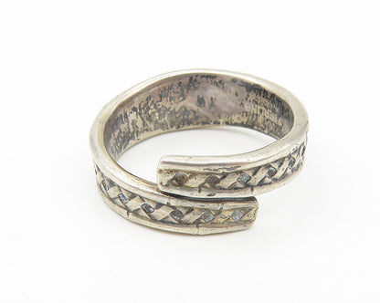 INTERNATIONAL 925 Silver Vintage Braided Bypass Band Ring Sz 4.5 RG11082