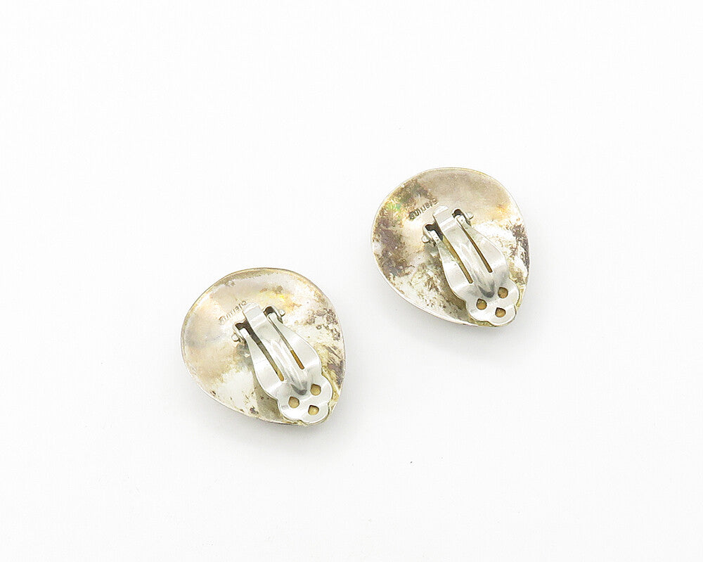 NAVAJO 925 Sterling Silver  Vintage Hematite Non Pierce Drop Earrings  EG9236