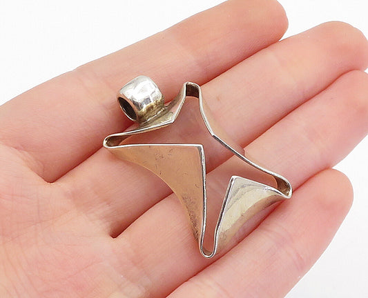 925 Sterling Silver  Vintage Shiny Modernist Designed Dome Pendant  PT3751