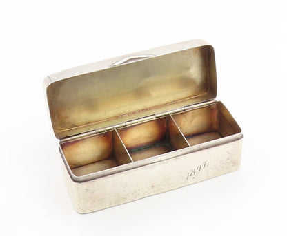 925 Sterling Silver Vintage Snuff Box Beaded Rectangular Cigarette Case  TR4222