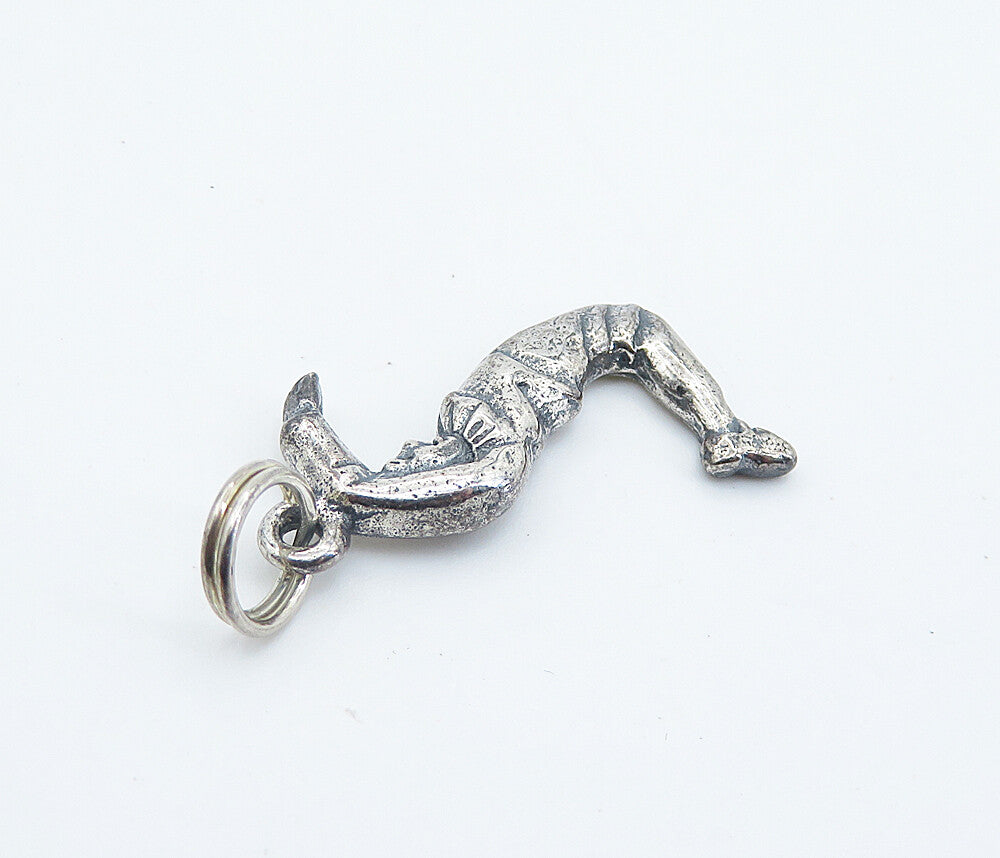 925 Sterling Silver  Vintage Petite Dark Tone Jumping Man Drop Pendant  PT6132