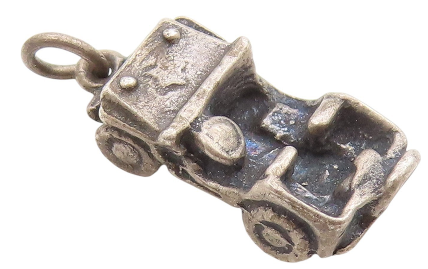 925 Sterling Silver Vintage Pendant Dark Tone Willys Military Jeep Charm PT25128