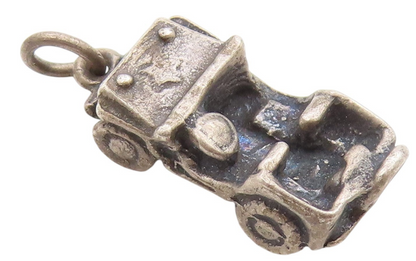 925 Sterling Silver Vintage Pendant Dark Tone Willys Military Jeep Charm PT25128