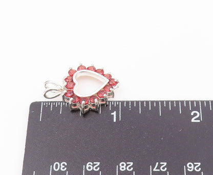 925 Sterling Silver  Vintage Pink Topaz Open Love Heart Pendant  PT18635