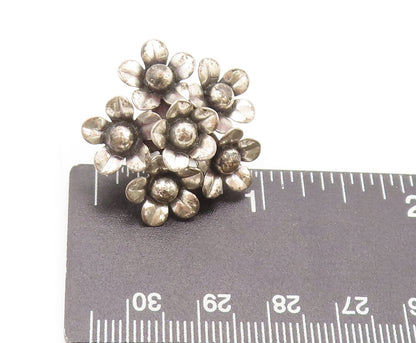 BEAU 925 Sterling Silver Vintage Antique 3D Floral Bouquet Earrings  EG12701
