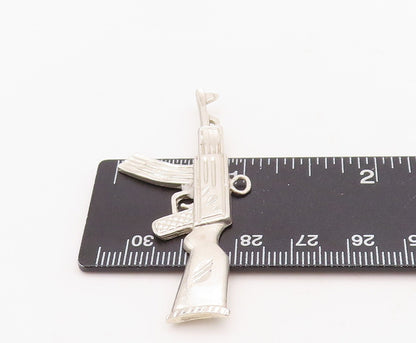 925 Sterling Silver Vintage Pendant Solid 3D Carved AK 47  PT23663