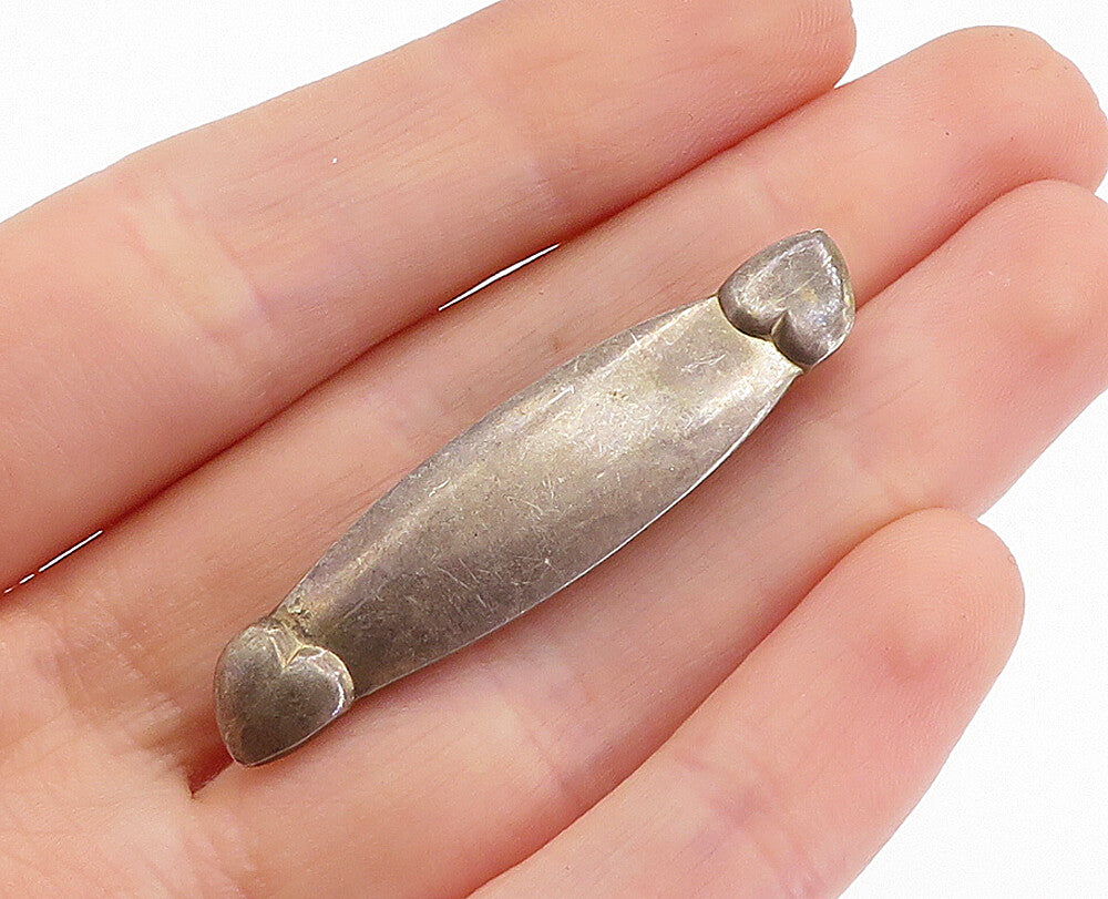 LULLABY 925 Sterling Silver  Vintage Smooth Love Hearts Brooch Pin  BP1592