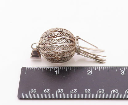 925 Sterling Silver  Vintage Wire Spiral Sphere Dangle Pendant  PT20293