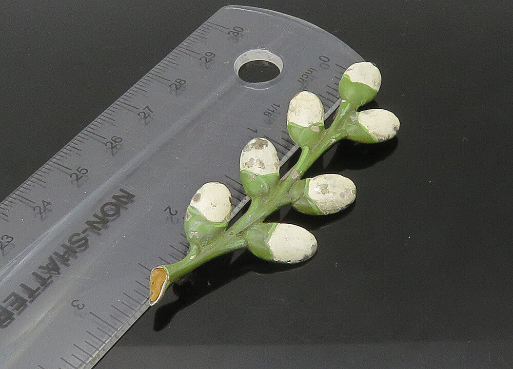 925 Sterling Silver  Vintage Enamel Floral Vine Motif Brooch Pin  BP8782