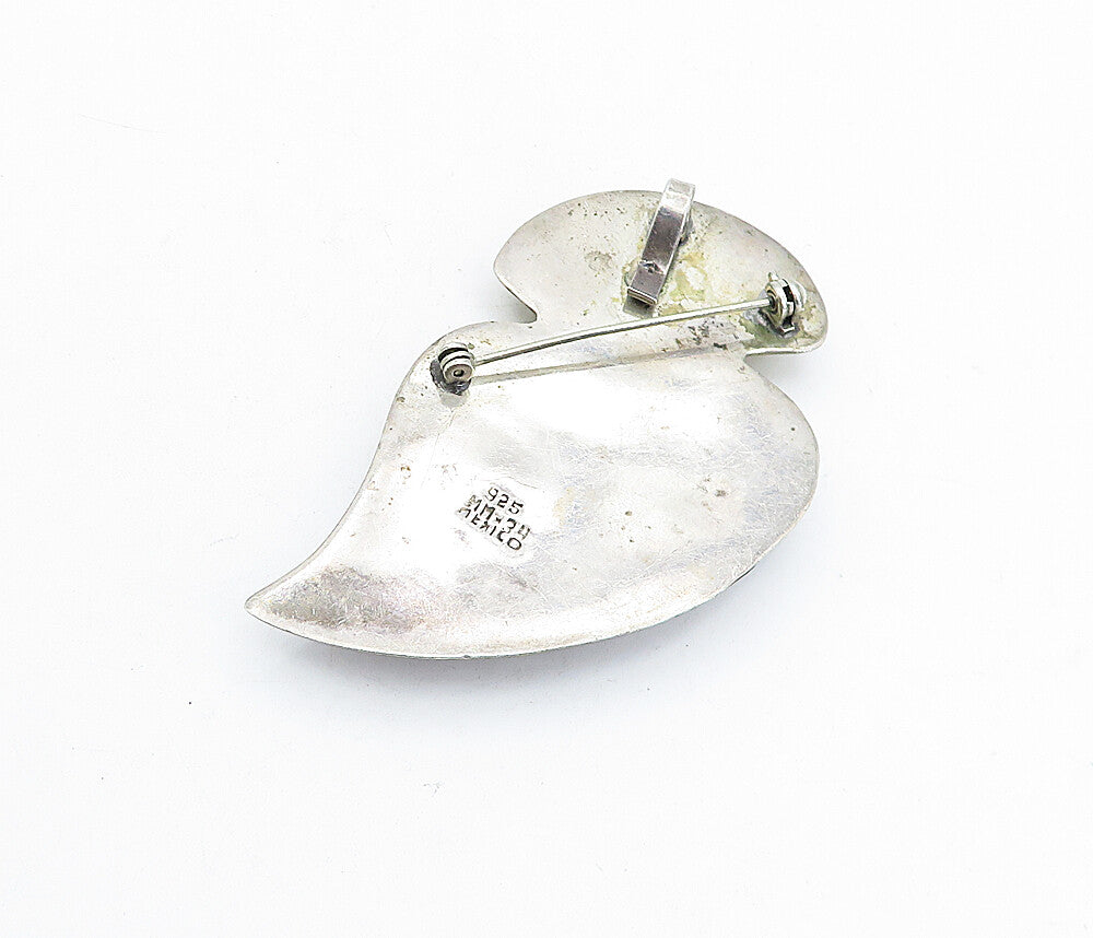 MEXICO 925 Sterling Silver  Vintage Two Tone Hollow Leaf Brooch Pin  BP1244