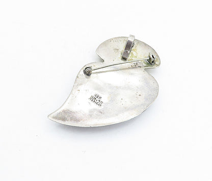 MEXICO 925 Sterling Silver  Vintage Two Tone Hollow Leaf Brooch Pin  BP1244
