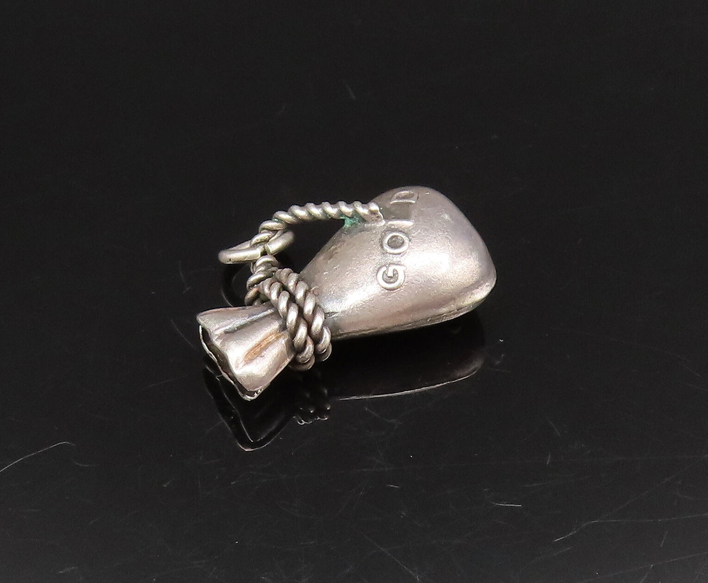 925 Sterling Silver  Vintage Sack Of Gold Charm Pendant  PT21632