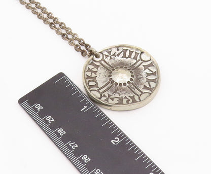 925 Sterling Silver Vintage Necklace ENGLAND Dark Tone Design Carved  NE4441