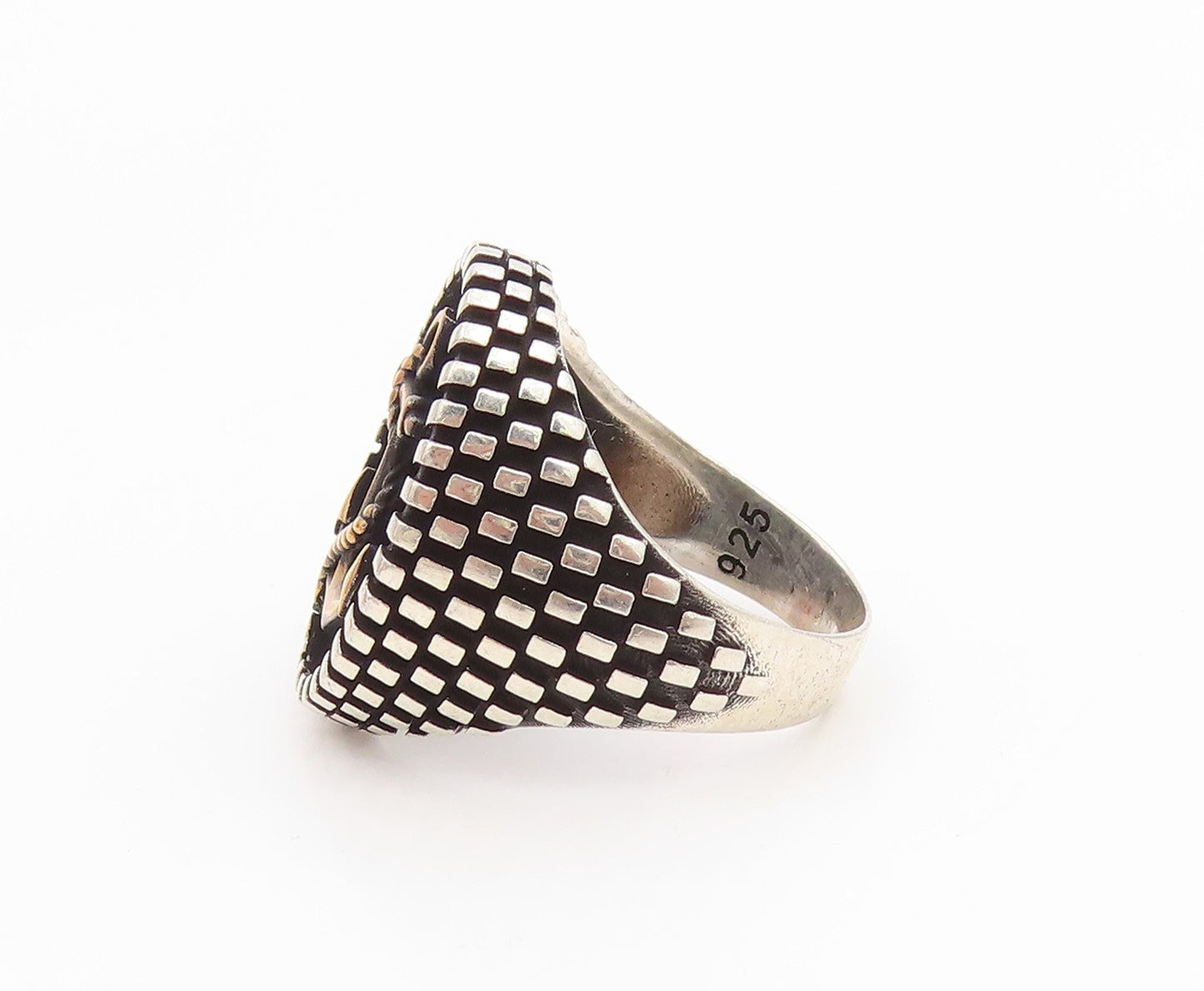 925 Sterling Silver Vintage Ring Two Tone Anchor & Rope Band  Sz 9.5  RG36103