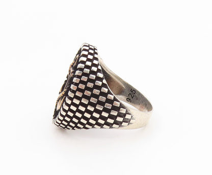 925 Sterling Silver Vintage Ring Two Tone Anchor & Rope Band  Sz 9.5  RG36103