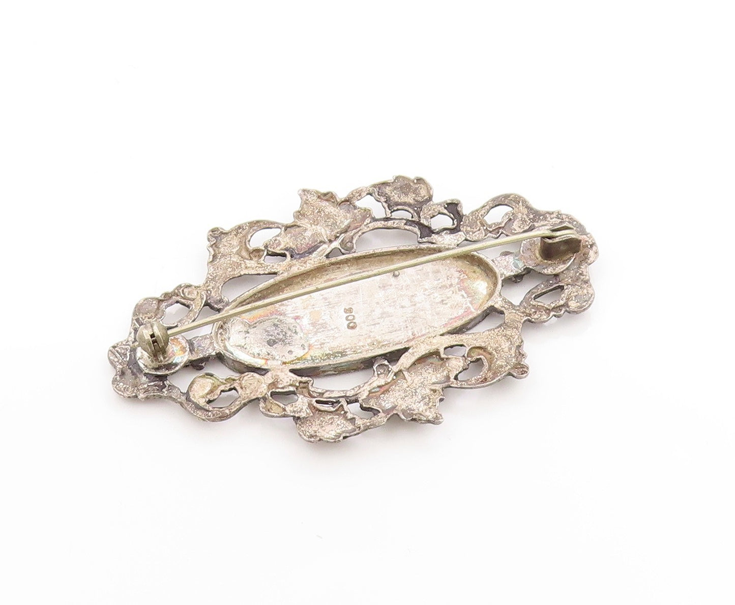 925 Sterling Silver Vintage Brooch Engraved Ornate Rose Floral Blossom  BP11893