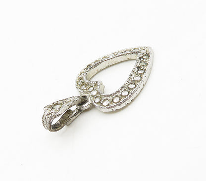 925 Sterling Silver  Vintage Antique Sparkling Open Love Heart Pendant PT13352