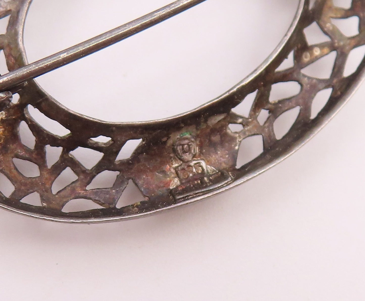 925 Silver  Vintage Cabochon Topaz Amethyst & Stones Oval Brooch Pin  BP10167