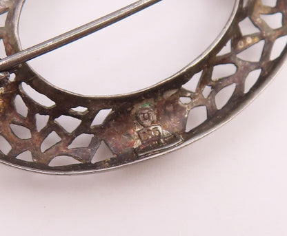 925 Silver  Vintage Cabochon Topaz Amethyst & Stones Oval Brooch Pin  BP10167