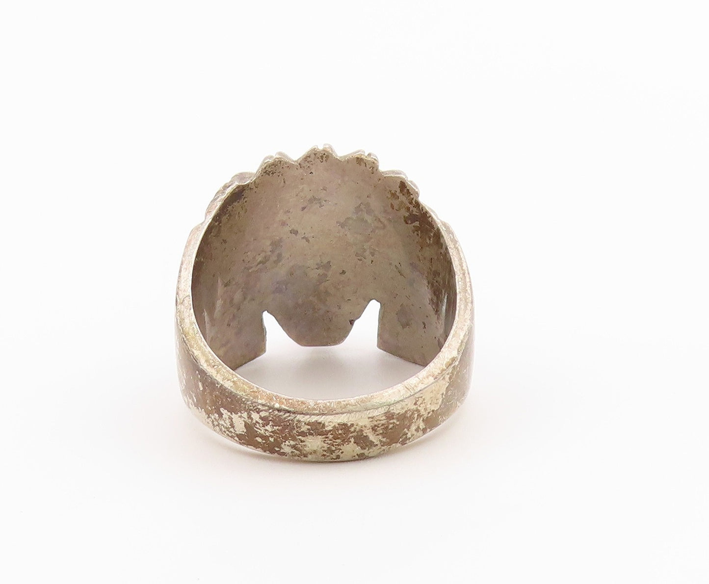925 Sterling Silver Vintage Ring MEXICO Solid Warrior Chief  Sz 10.5  RG36470