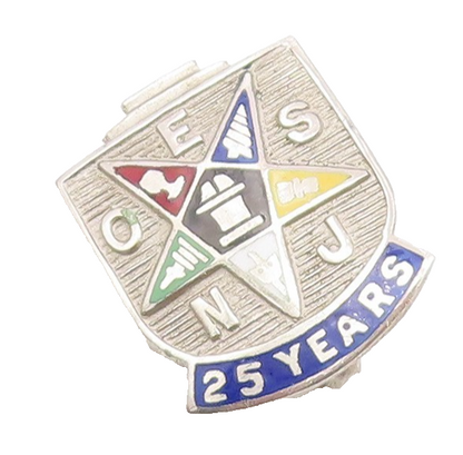 925 Sterling Silver  Vintage Enamel Order Of Eastern Star Brooch Pin  BP8608