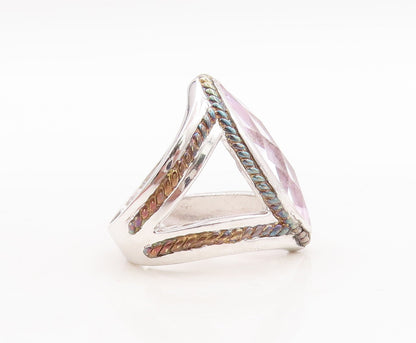925 Sterling Silver Vintage Ring Marquise Gemstone Twisted Rope  Sz 7  RG29801
