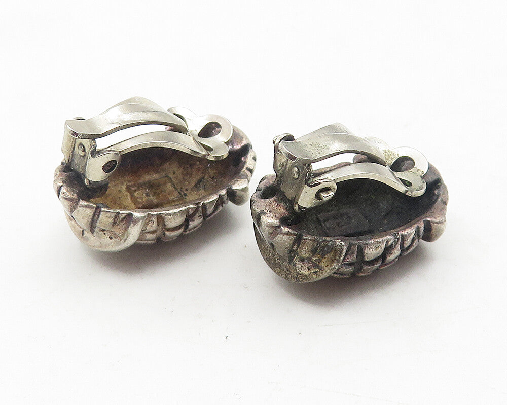 925 Sterling Silver  Vintage Cross Etched Detail Non Pierce Earrings  EG6076