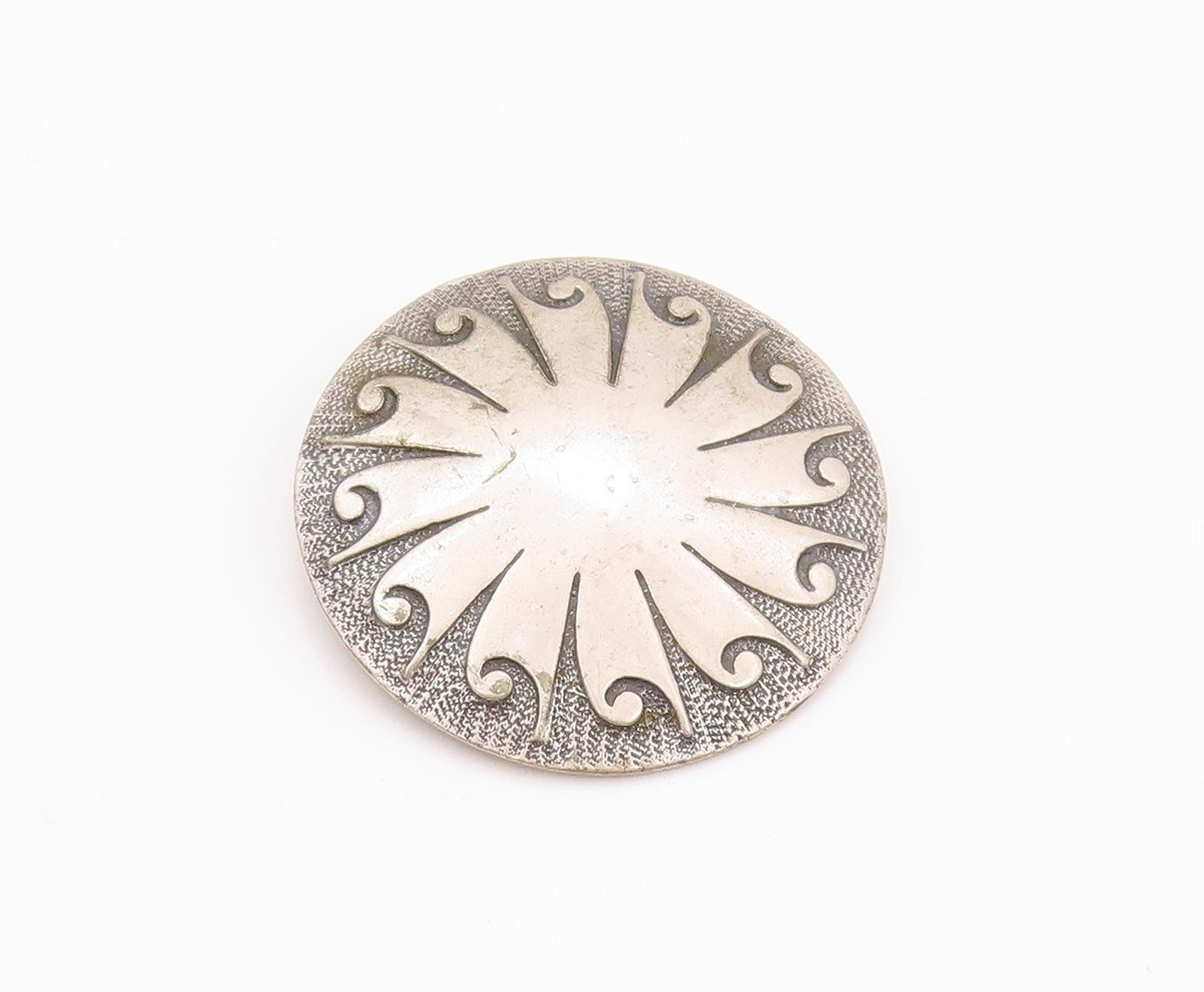 925 Sterling Silver Vintage Brooch Sun Or Morning Star Design Textured   BP11596