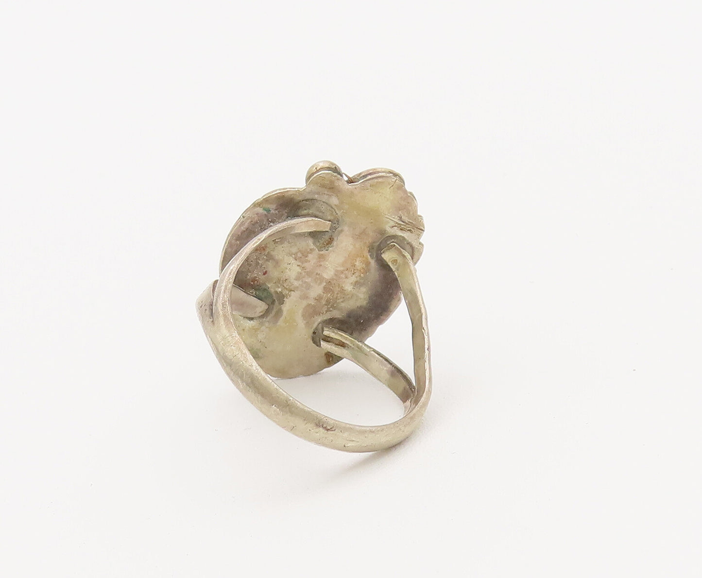 925 Sterling Silver Vintage Ring NAVAJO Abalone Swirly Carved  Sz 6.5  RG27799