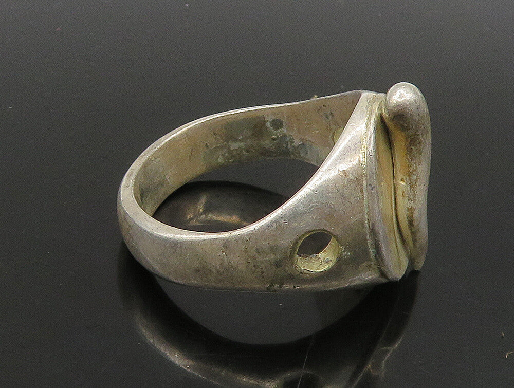 925 Sterling Silver  Vintage Snake Motif Oval Dome Band Ring Sz 9  RG23759