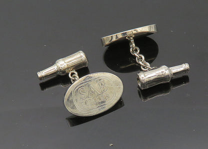 925 Sterling Silver  Vintage Shiny SAB Miller Stamped Oval Cufflinks  TR2871
