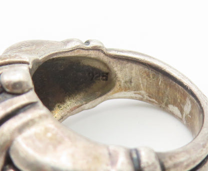 925 Sterling Silver Vintage Ring Beaded Dome Statement Band  Sz 6.5  RG36903