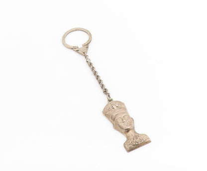 925 Sterling Silver Vintage Keychain MIDDLE EAST Egyptian Queen Nefertiti TR4067