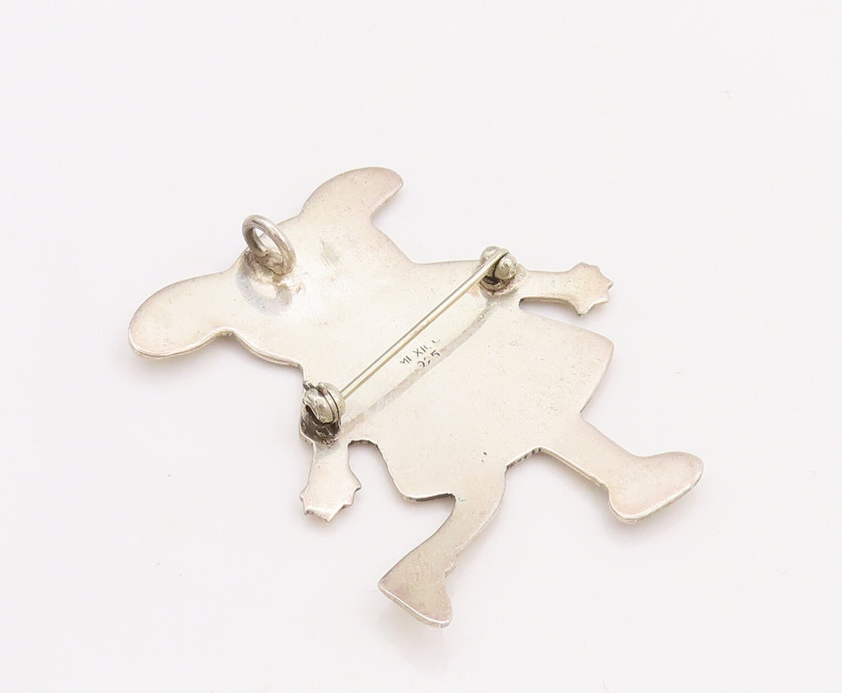 925 Sterling Silver Vintage Brooch Pin MEXICO Solid Etched Cartoon Girl  BP11062