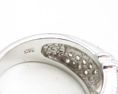 925 Sterling Silver  Sparkling Cubic Zirconia Smooth Band Ring Sz 7.5  RG9825