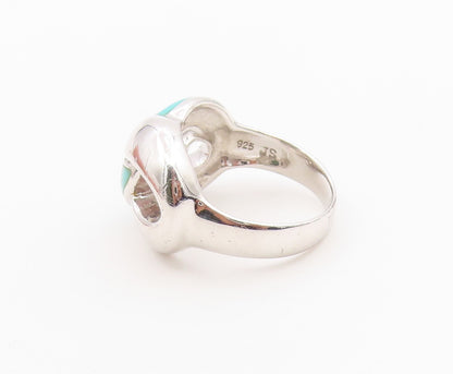 925 Sterling Silver Vintage Ring Chunky Turquoise Infinity Knot  Sz 6  RG36478