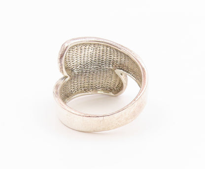 925 Sterling Silver Vintage Ring Classic Scroll & Rope Bypass Band Sz 8 RG36218