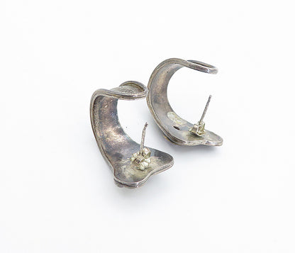 925 Sterling Silver  Vintage Amethyst Dark Tone JHoop Earrings  EG3307