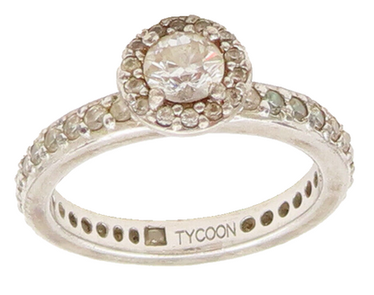 TYCOON 925 Silver  Vintage Topaz Halo Topaz Band Wedding Ring Sz 8 RG27277