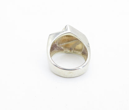 925 Sterling Silver  Vintage Mother Of Pearl Shiny Cocktail Ring Sz 7.5 RG6030