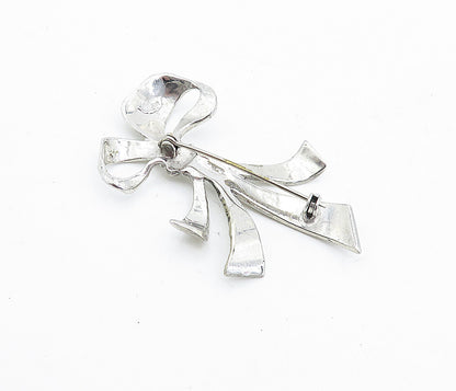 925 Sterling Silver  Vintage Polished Bow Tied Ribbon Brooch Pin  BP1720