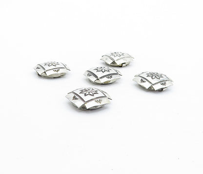 NAVAJO 925 Sterling Silver  Vintage 5 Pcs Floral Etched Button Covers  TR1179
