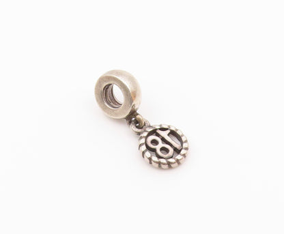 PANDORA 925 Silver  Vintage Rope Twist Border Number 18 Charm Pendant  PT21922