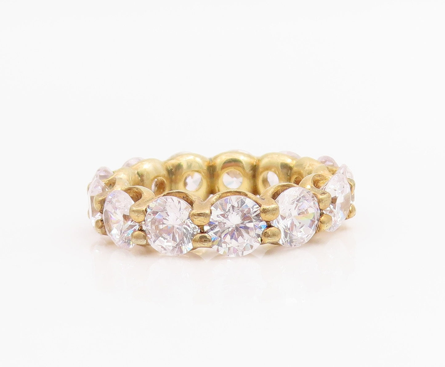 925 Sterling Silver Vintage Ring Gold Plated Topaz Eternity Band  Sz 6  RG34756