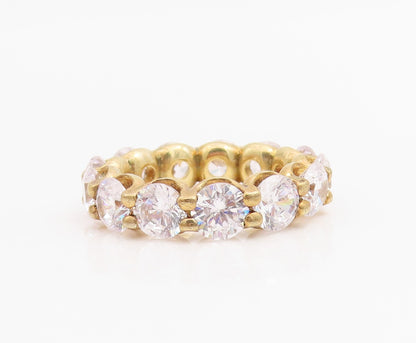 925 Sterling Silver Vintage Ring Gold Plated Topaz Eternity Band  Sz 6  RG34756
