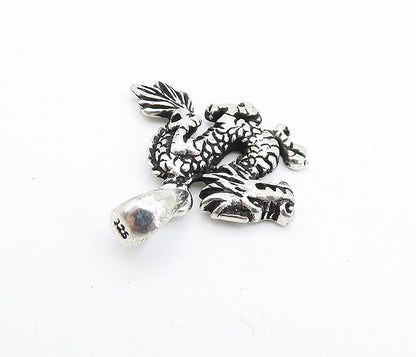 925 Sterling Silver  Vintage Petite Oxidized Dragon Motif Pendant  PT5636