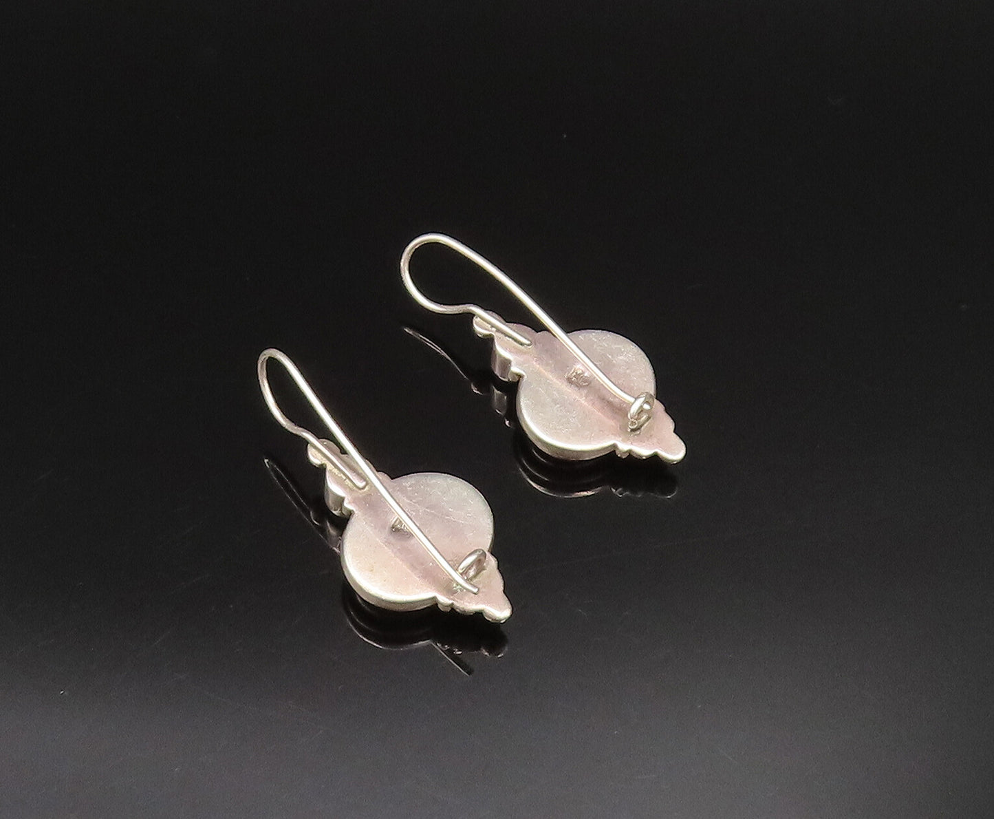 925 Sterling Silver  Vintage Black Onyx & Fresh Water Pearl Earrings  EG11960